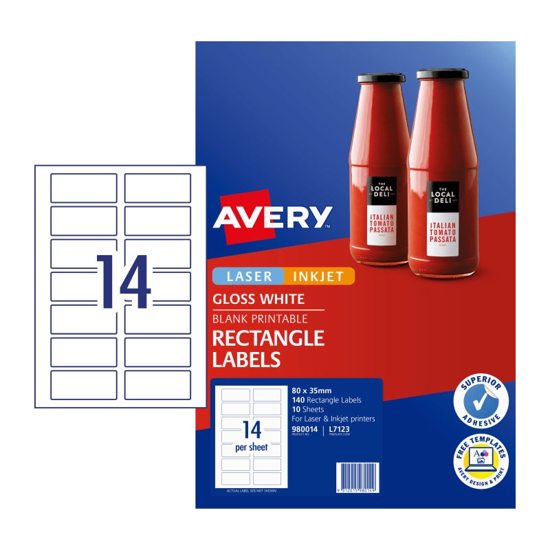 AVERY Label Rect L7123 14Up Pack of 10/Product Detail/Stationery