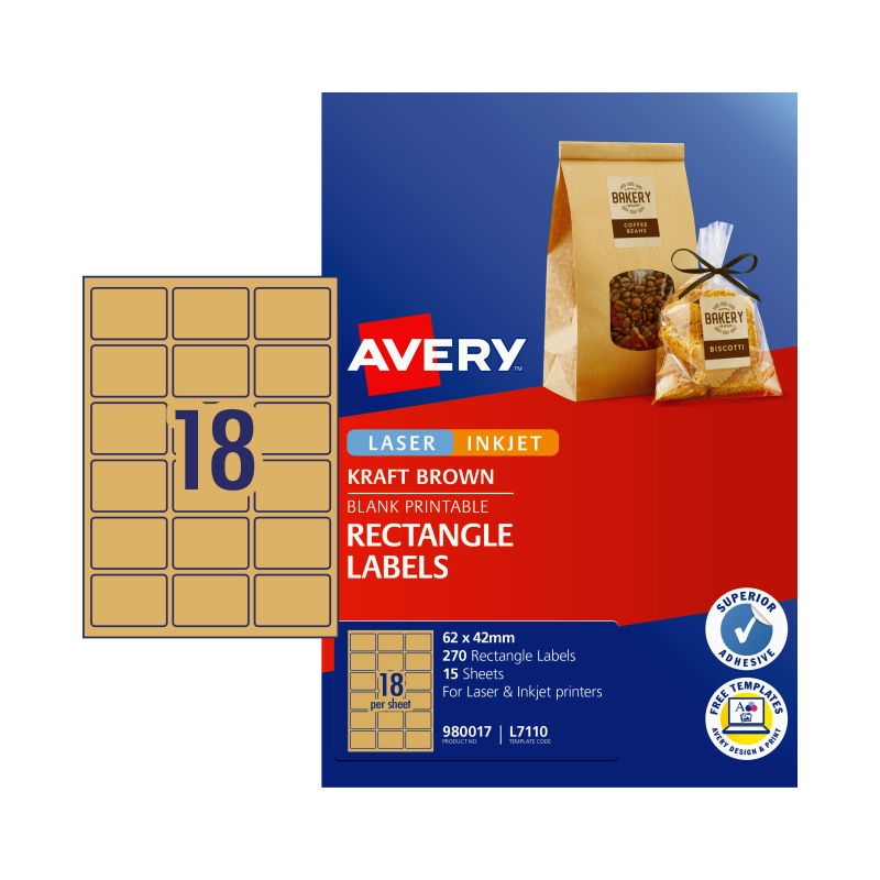 AVERY Label Rect Brn L7110 Pack of 270/Product Detail/Stationery