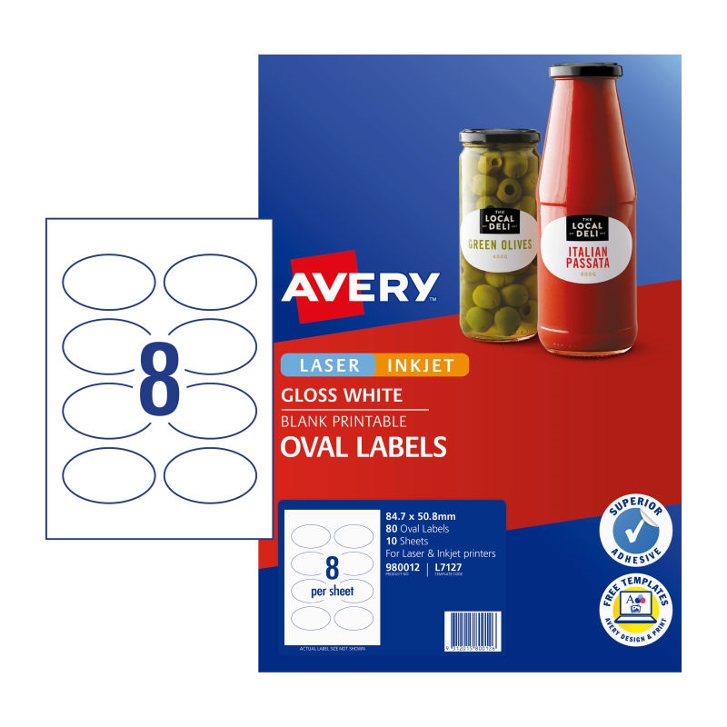 AVERY Label Oval L7137 8Up Pack of 10/Product Detail/Stationery