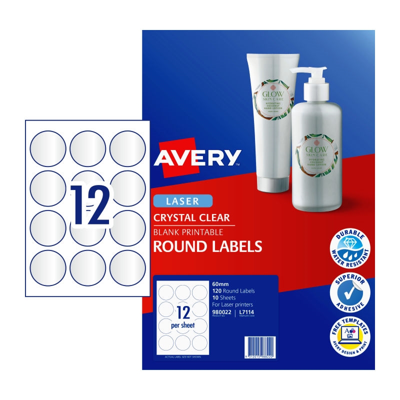 AVERY Label 12Up 14mm Clear Rd Pack of 120/Product Detail/Stationery