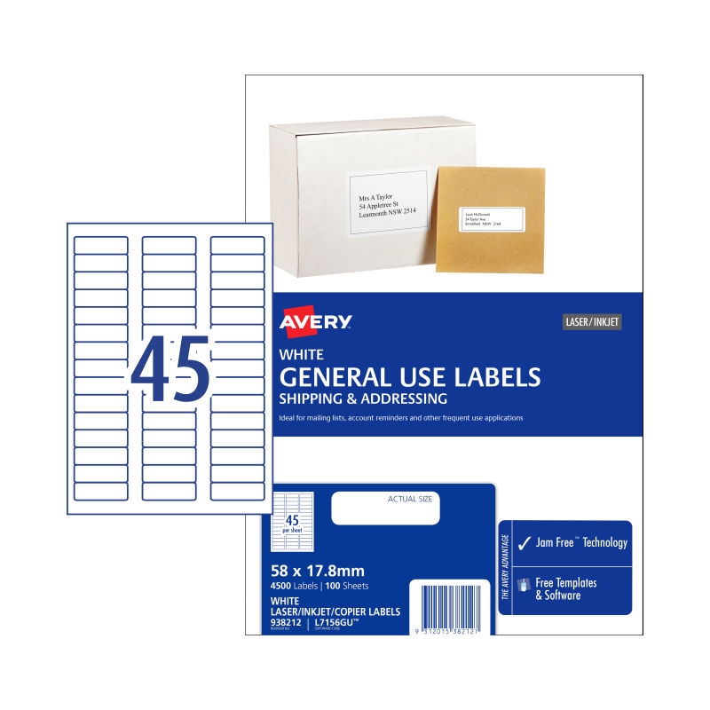 AVERY Gen Label L7516GU 45Up Pack of 100/Product Detail/Stationery