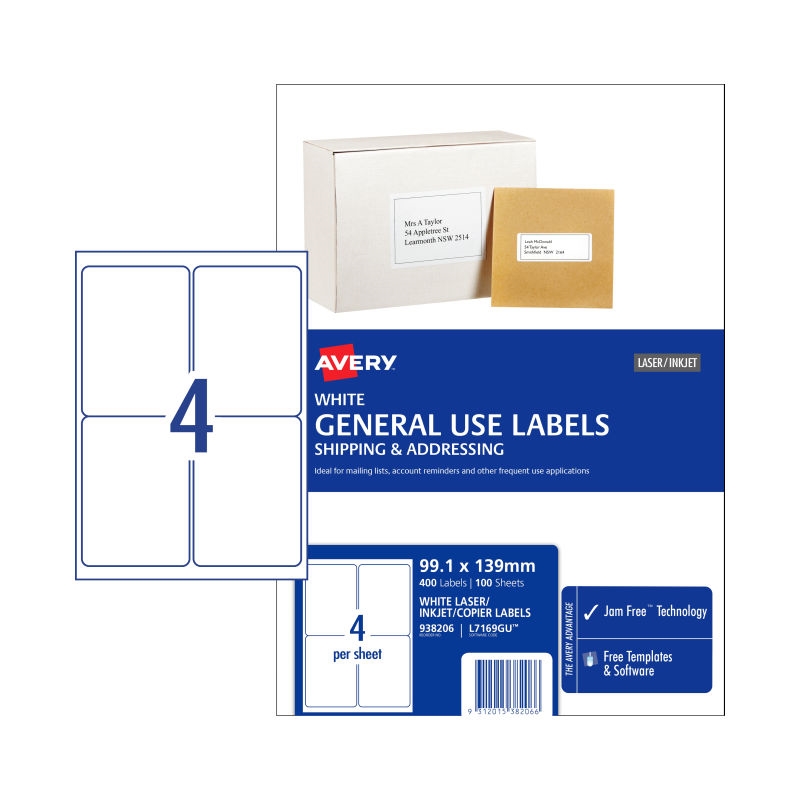 AVERY Gen Label L7169GU 4Up Bx100/Product Detail/Stationery