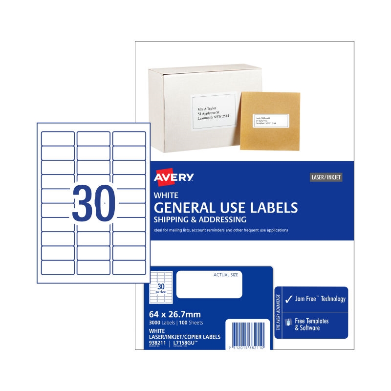 AVERY Gen Label L7158GU 30Up Bx100/Product Detail/Stationery