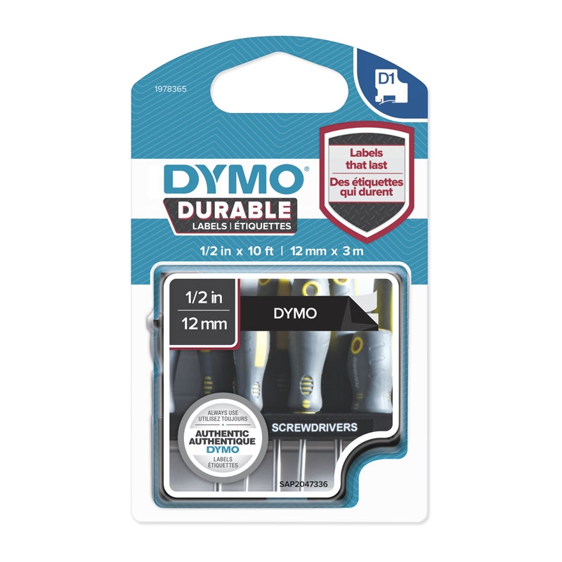 DYMO Dur White on Black 12mm x 3m/Product Detail/Stationery