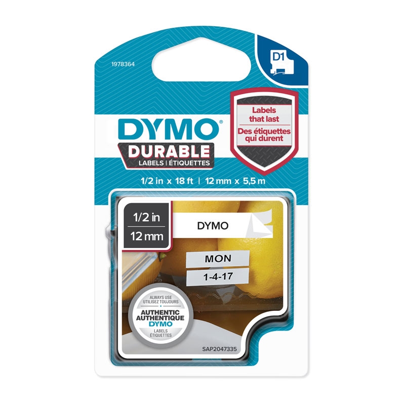 DYMO Dur Black on White 12mm x 5.5m/Product Detail/Stationery