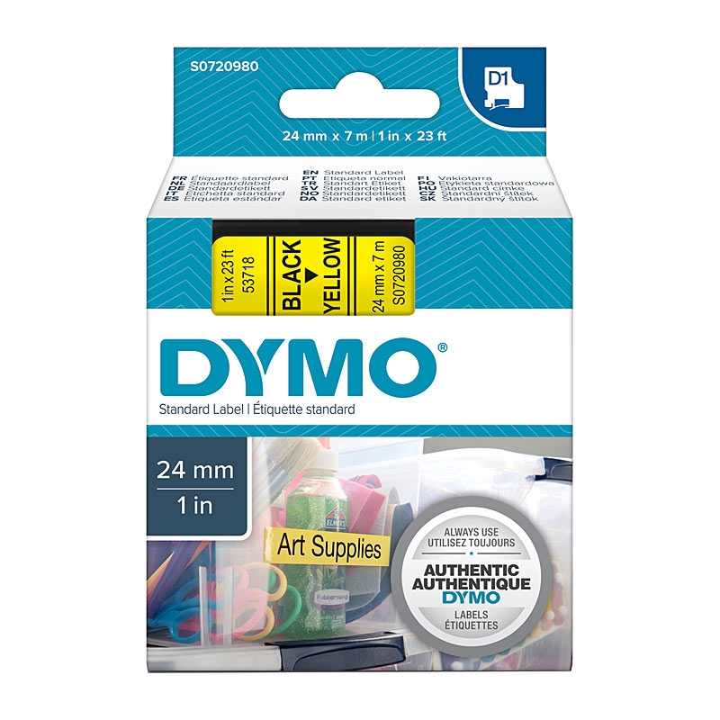 DYMO Black on Yellow 24mmx7m Tape/Product Detail/Stationery