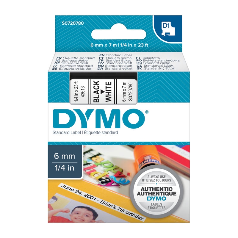 DYMO Black on White 6mm x7m Tape/Product Detail/Stationery