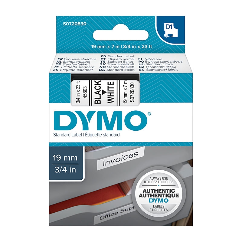 DYMO Black on White 19mmx7m Tape/Product Detail/Stationery