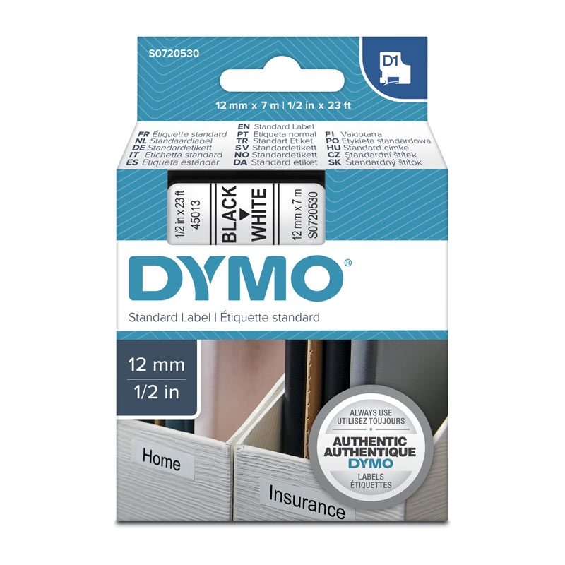 DYMO Black on White 12mmx7m Tape/Product Detail/Stationery