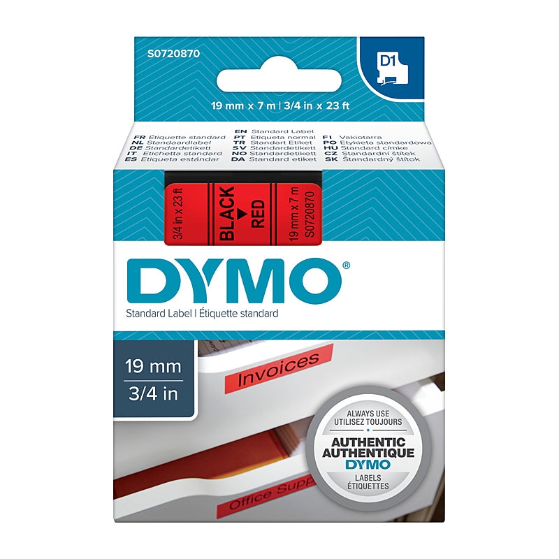 DYMO Black on Red 19mmx7m Tape/Product Detail/Stationery