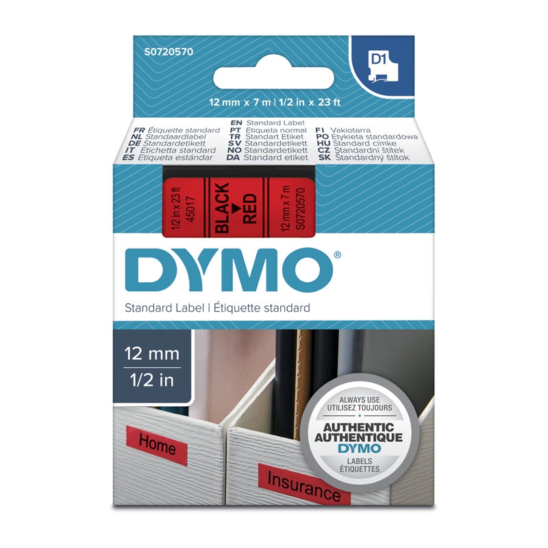 DYMO Black on Red 12mmx7m Tape/Product Detail/Stationery