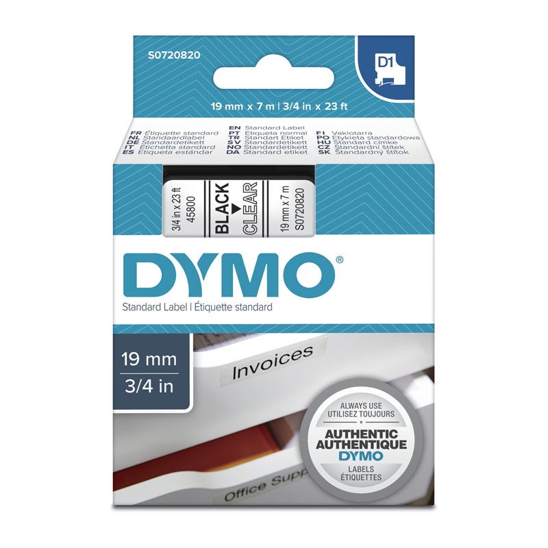 DYMO Black on Clear 19mmx7m Tape/Product Detail/Stationery