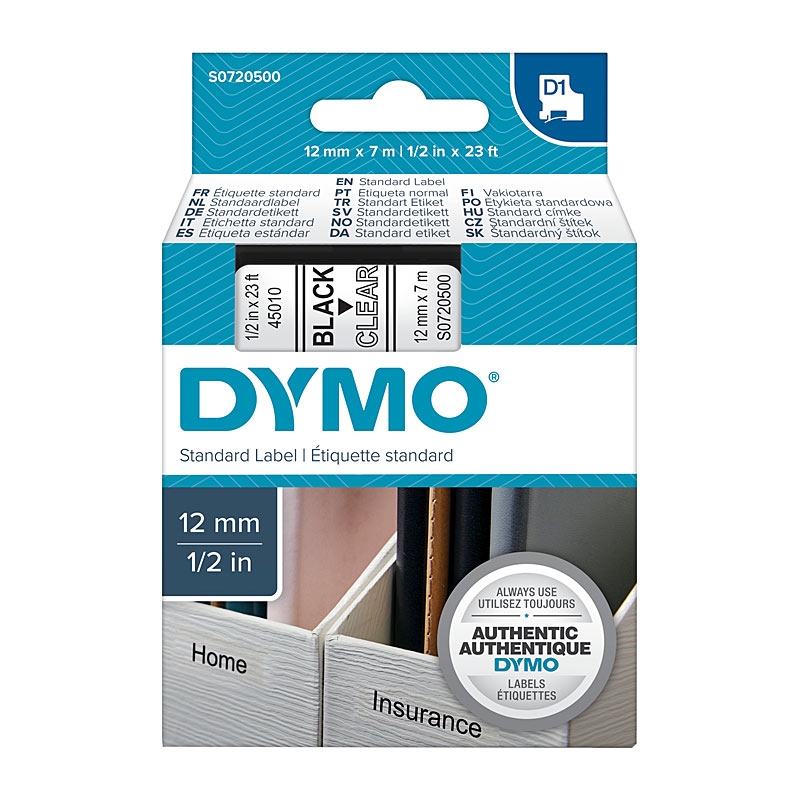 DYMO Black on Clear 12mmx7m Tape/Product Detail/Stationery