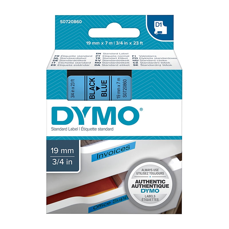 DYMO Black on Blue 19mmx7m Tape/Product Detail/Stationery