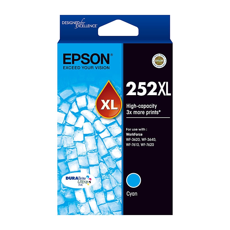 EPSON 252XL Cyan Ink Cartridge Suits WF3620/3640/7610/7620/Product Detail/Stationery