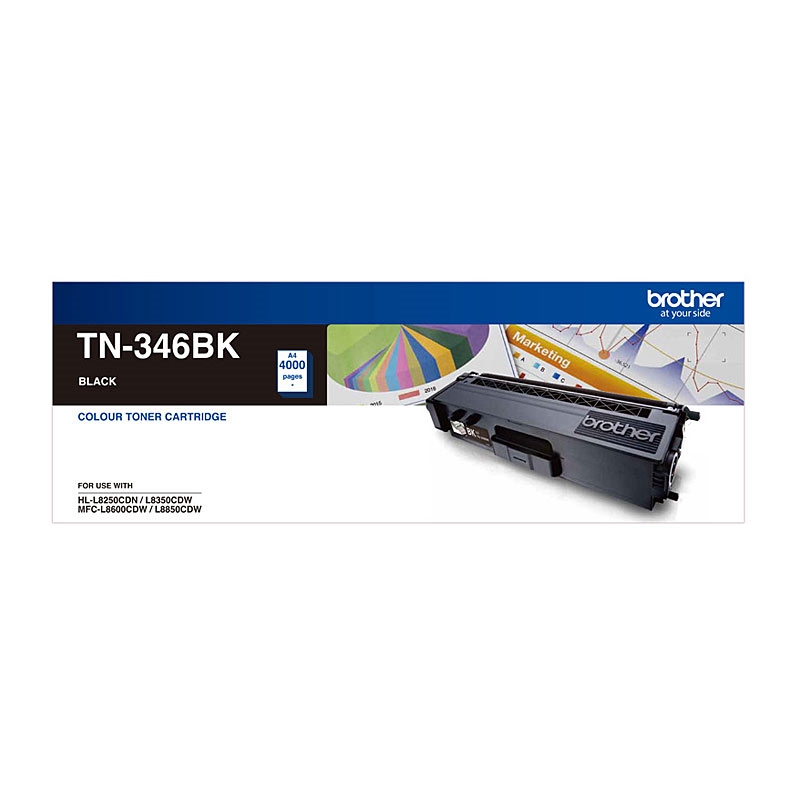 Brother TN-346BK High Yield Black Toner, HL-L8250CDN/8350CDW MFC-L8600CDW/L8850CDW - 4000 Pages/Product Detail/Stationery