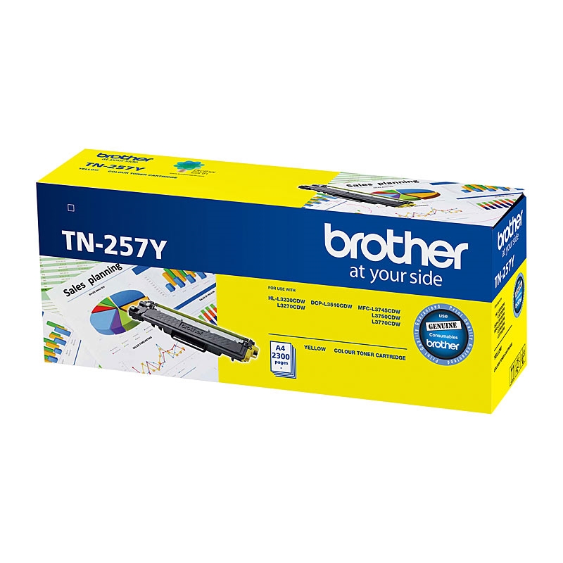 Brother TN-257Y Yellow High Yield Toner Cartridge to Suit - HL-3230CDW/3270CDW/DCP-L3015CDW/MFC-L374/Product Detail/Stationery