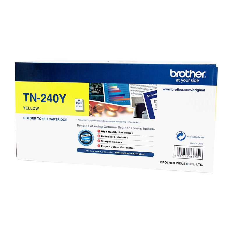 Brother TN-240Y Colour Laser Toner - Yellow, HL-3040CN/3045CN/3070CW/3075CW, DCP-9010CN, MFC-9120CN//Product Detail/Stationery