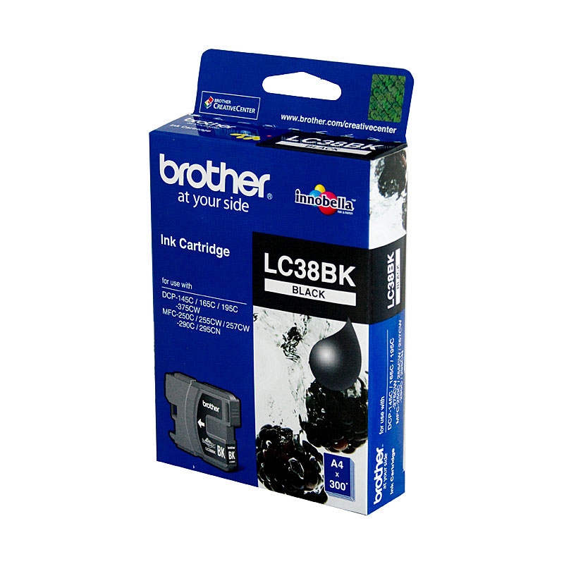 Brother LC-38BK Black Ink Cartridge - DCP-145C/165C/195C/375CW, MFC-250C/255CW/257CW/290C/295CN- up/Product Detail/Stationery