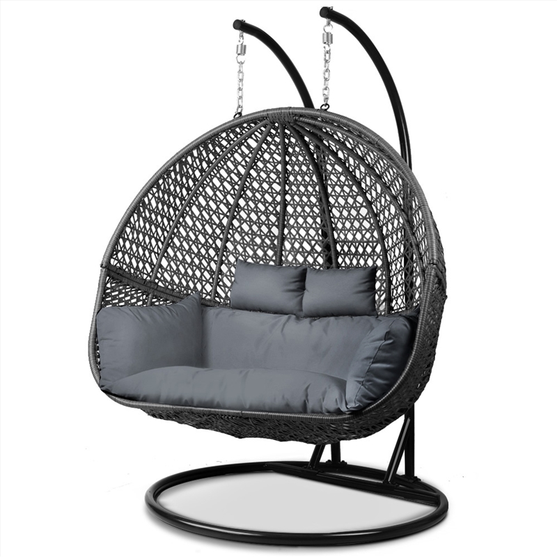 Buy Gardeon Outdoor Double Hanging Swing Chair - Black Online | Sanity