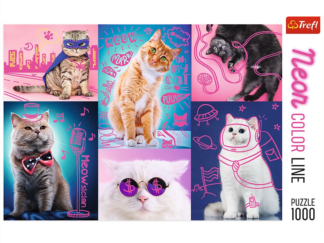 Neon Colour Line Cats 1000 Piece/Product Detail/Jigsaw Puzzles