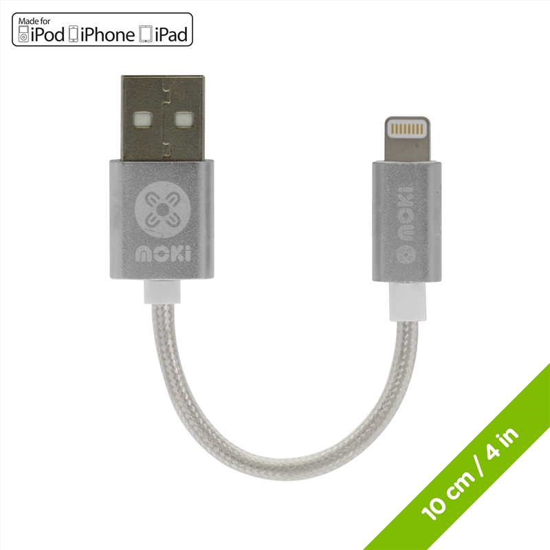 Moki Braided Lightning SynCharge (MFi Licenced) Pocket Cable - Silver/Product Detail/Cables