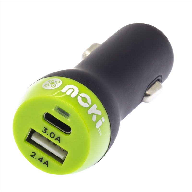 Moki Car Charger + (Type-C + USB) 3.0 RapidCharge - Black/Product Detail/Electronics