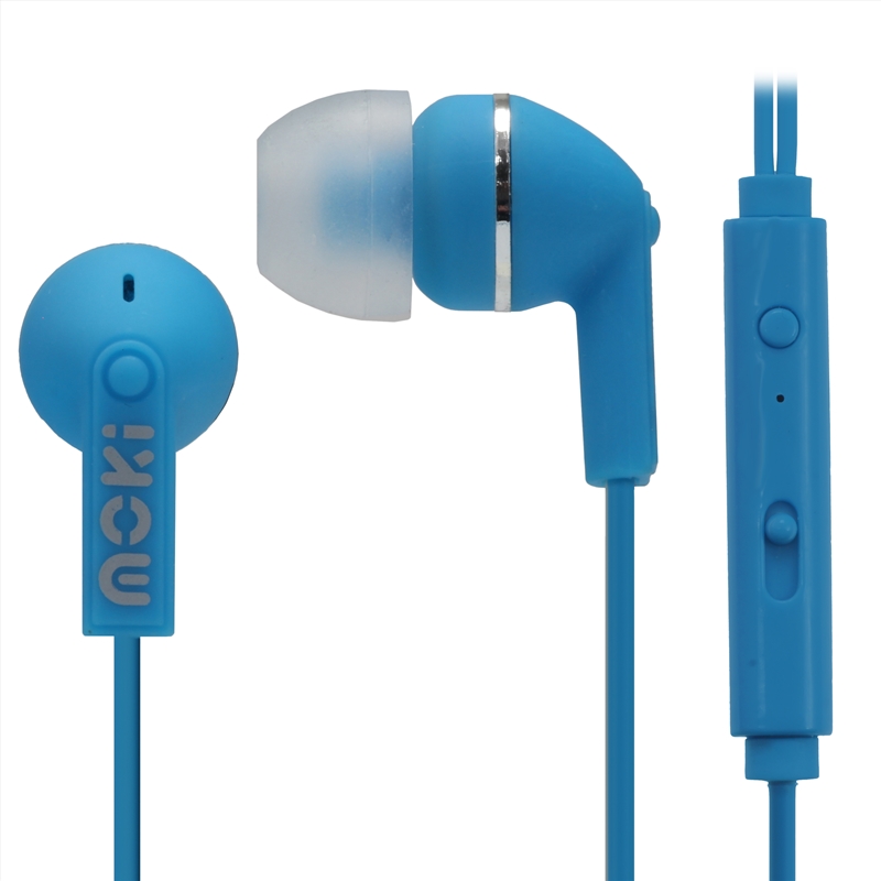 Moki Noise Isolation Earbuds with microphone & control - Blue/Product Detail/Headphones