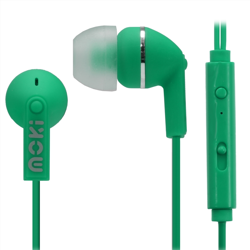 Moki Noise Isolation Earbuds with microphone & control - Green/Product Detail/Headphones