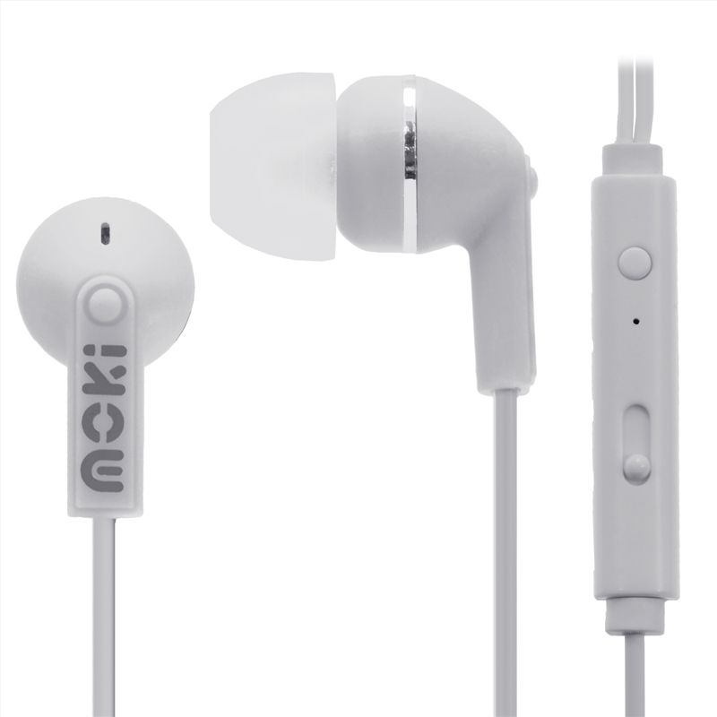 Moki Noise Isolation Earbuds with microphone & control - White/Product Detail/Headphones