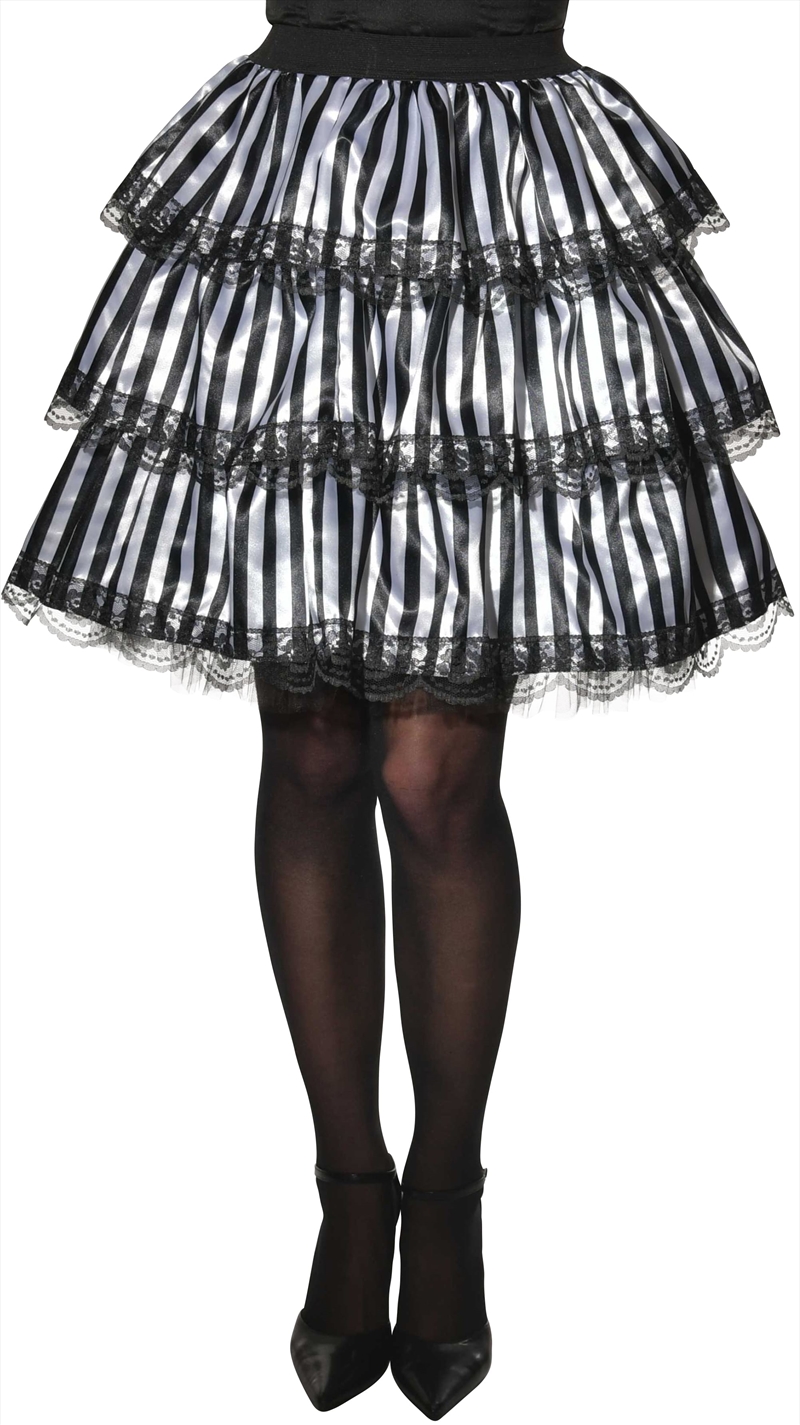 Striped Black & White Ruffle Skirt - Size Std/Product Detail/Costumes